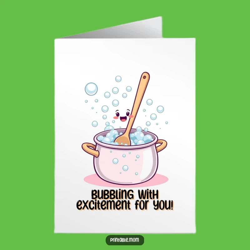 Free Printable Congrats Card: Bewildered Spoon Bubbles Mess Funny Downloadable Gift