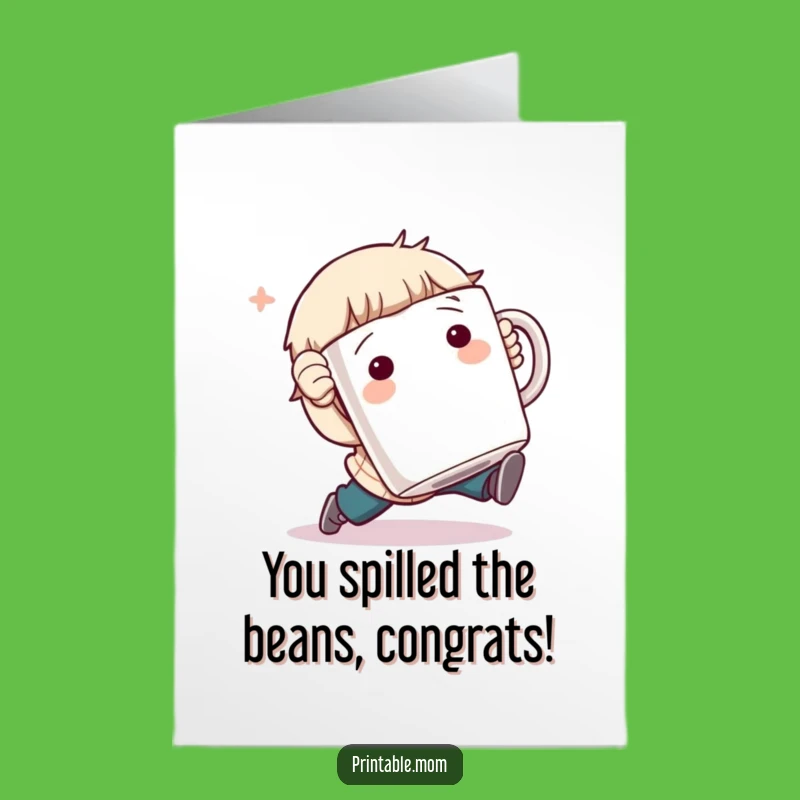 Free Printable Congrats Card: Funny Tripping Coffee Character Downloadable Gift