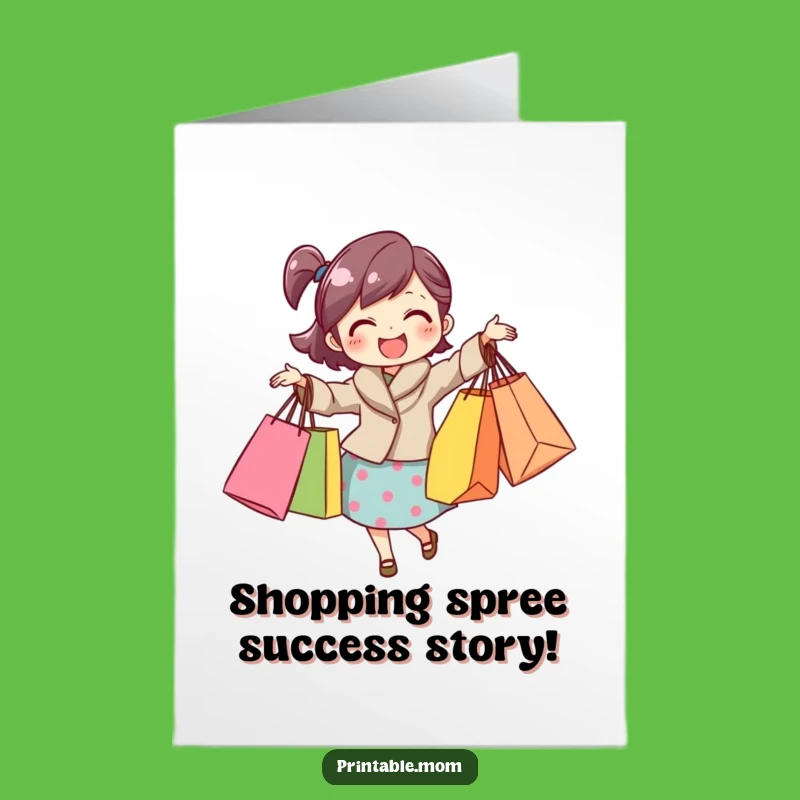 Free Printable Congrats Card: Mom's Shopping Joy Funny Downloadable Gift