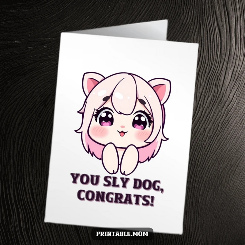 Funny Free Printable Congratulations Card: Mom gives a knowing wink with sparkling eyes, celebrating your achievement.