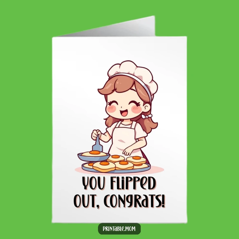 Funny Free Printable Congrats Card: Mom Flipping Pancakes Downloadable Celebration