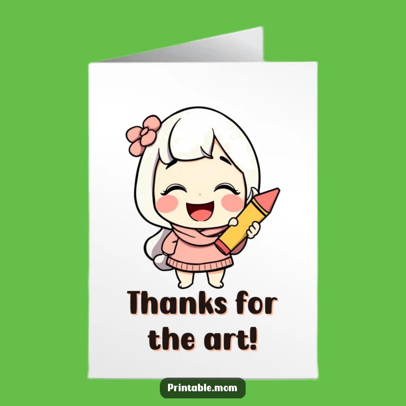 Free Printable Mom Thank You Card: Giggling Art Humor, Funny DIY Downloadable Gift