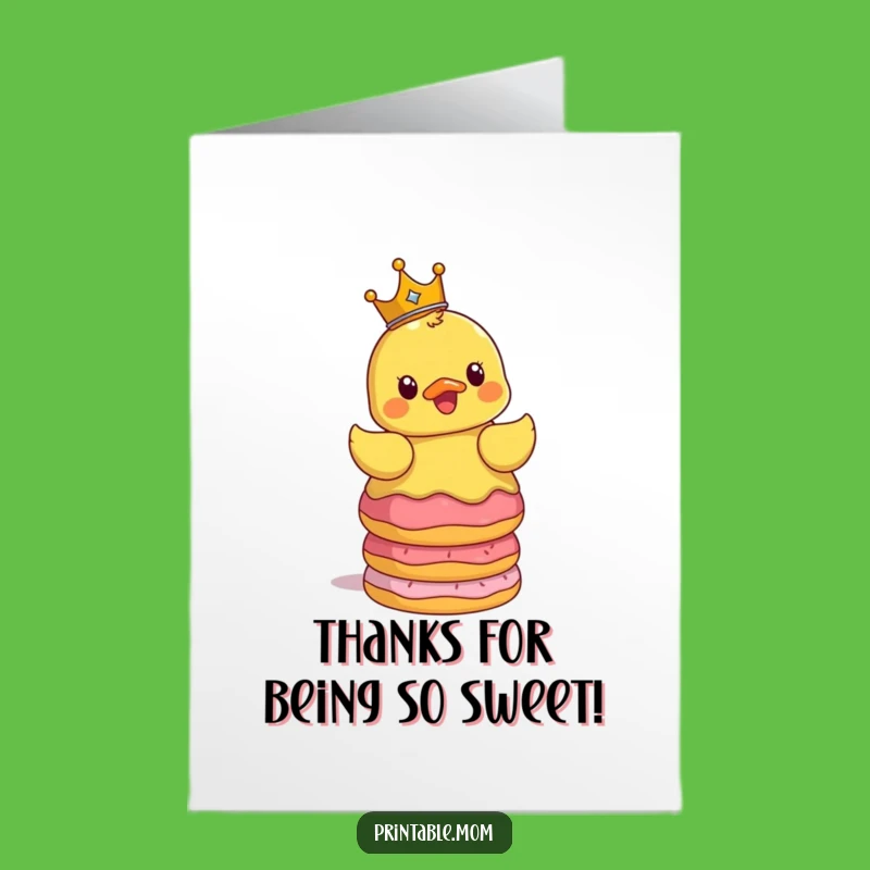 Free Printable Thank You Card: Ducky Crown Donuts Funny Downloadable Gift