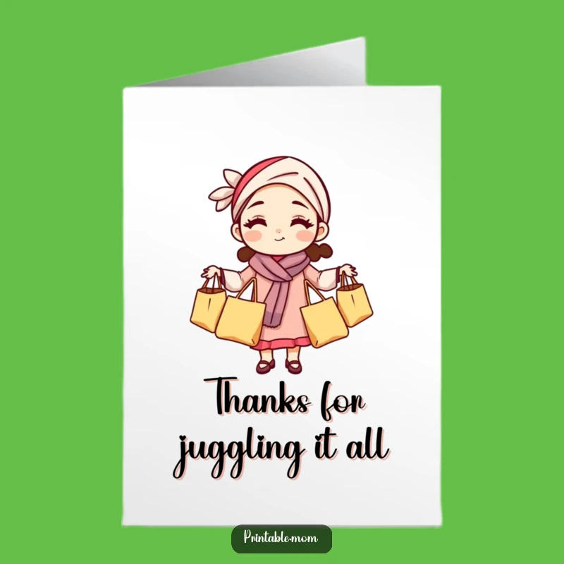 Free Printable Thank You Card: Juggling Mom, Express Gratitude Downloadably