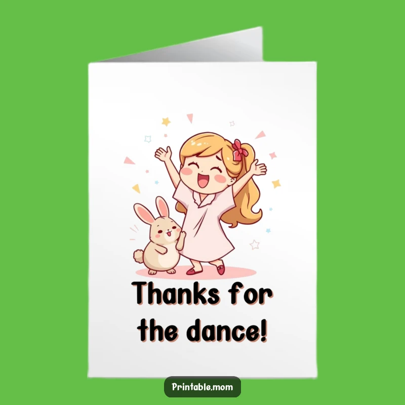 Free Printable Thank You Card: Mom Dust Bunny Dance, DIY Downloadable Gift