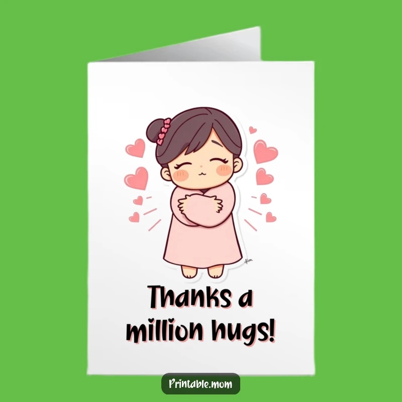 Free Printable Thank You Card: Mom's Hugs & Hearts, Downloadable Grateful Gift