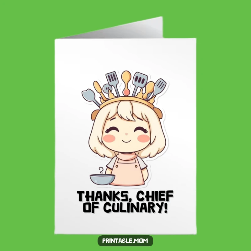 Free Printable Thank You Card: Mom Utensil Crown Humor, DIY Downloadable Gift