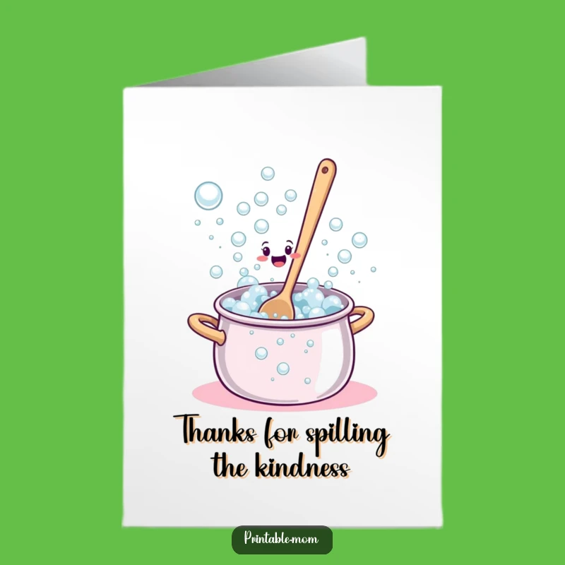 Free Printable Thank You Card: Bewildered Spoon Bubbly Mess Funny Downloadable Gift
