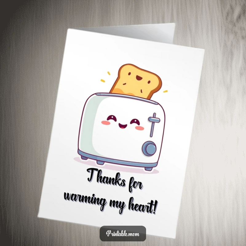 Funny Free Printable Thank You Card: A happy toaster launches toast in a surprising way.
