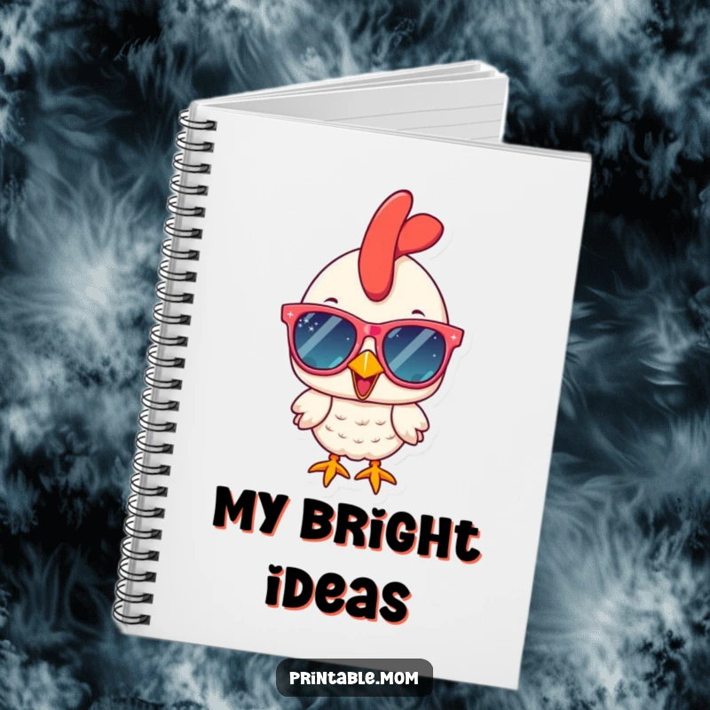 Funny chicken wearing large, sparkly sunglasses, ready to jot down notes in this humorous and practical notebook