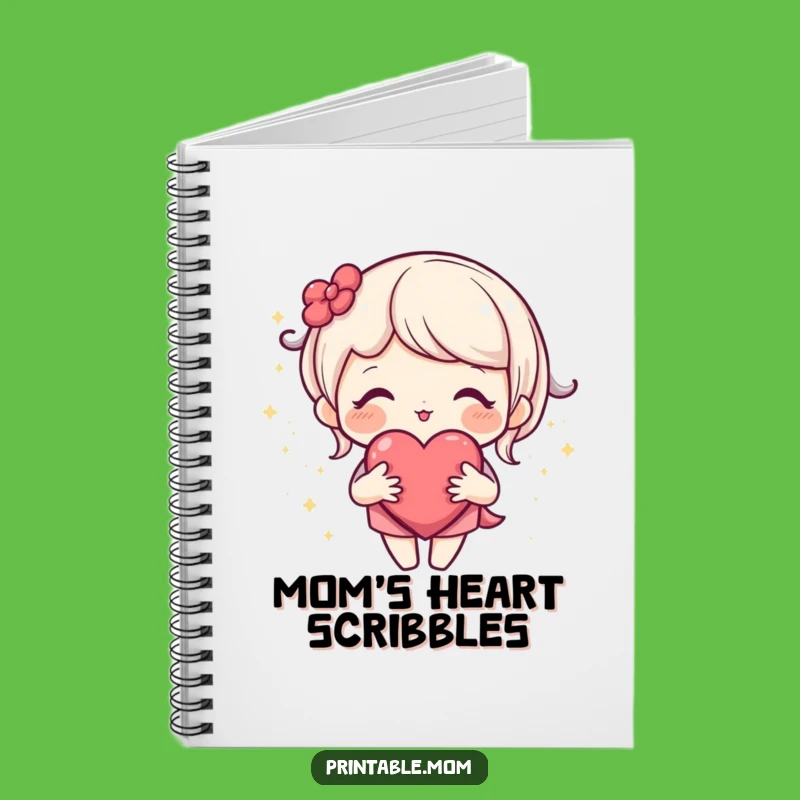 Funny Mom Notebook - Open Heart Character, Sparkle Love Journal, Mother's Day Gift