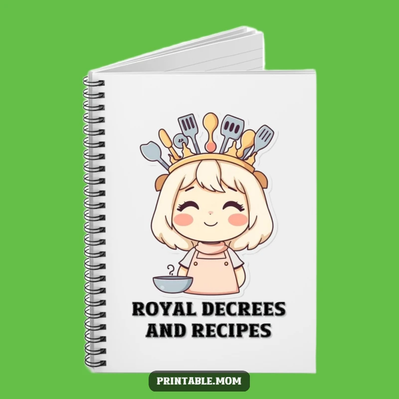 Funny Mom's Kitchen Queen Crown Notebook - Jot Down Your Royal Decrees!