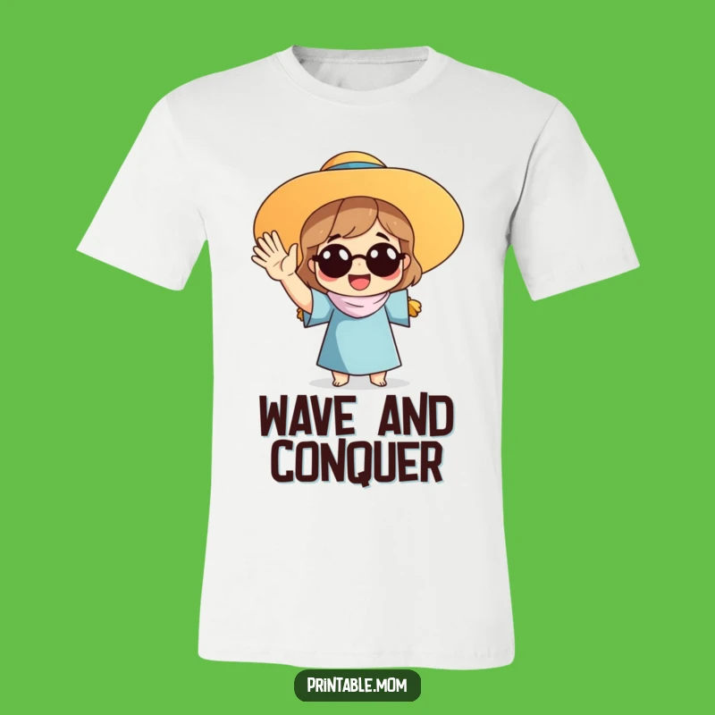 Funny Mom Sun Hat Waving T-Shirt: Show Your Energetic Motherhood Style