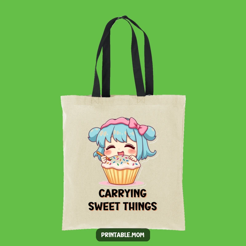 Funny Tote Bag: Giggling Cupcake Decorator, Carry Your Baking Joy