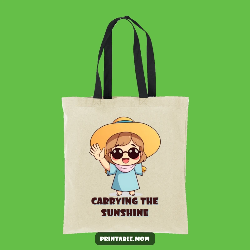 Funny Mom Sun Hat Waving Tote Bag: Carry Your Essentials with Sunny Cheer