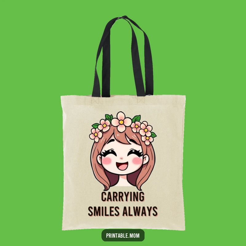 Funny Mom Giggling Flower Crown Tote Bag: Carry Your Essentials with Bloom and Glee