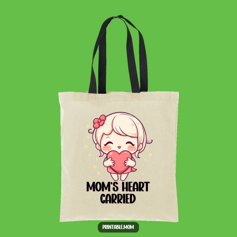 Funny Mom Tote Bag - Open Heart Character, Sparkle Love Carry-All, Mother's Day Gift
