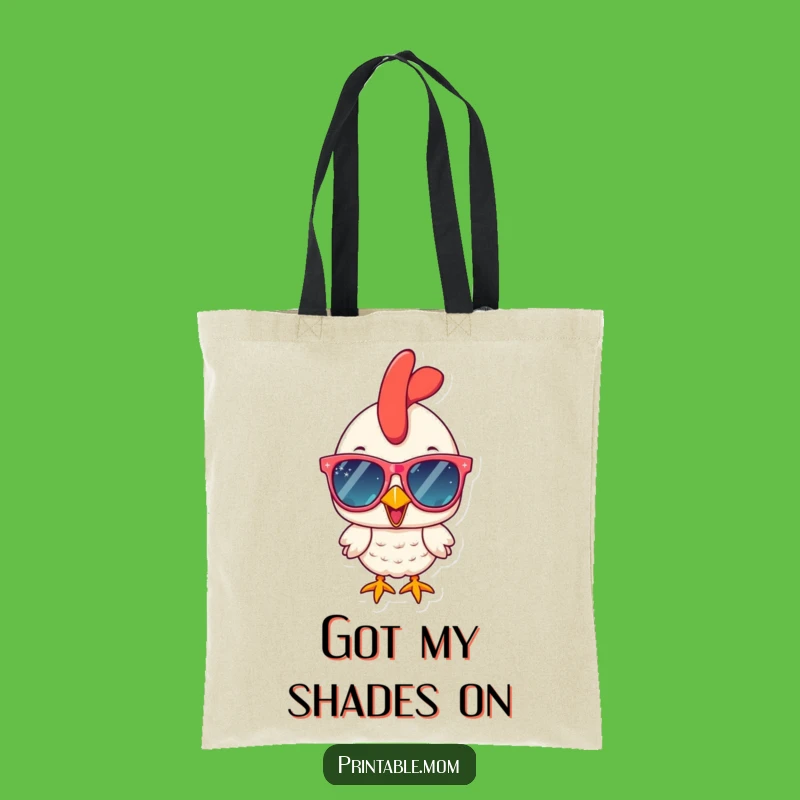 Funny Chicken Tote Bag: Carry Your Essentials with Sparkly Sunglasses Flair
