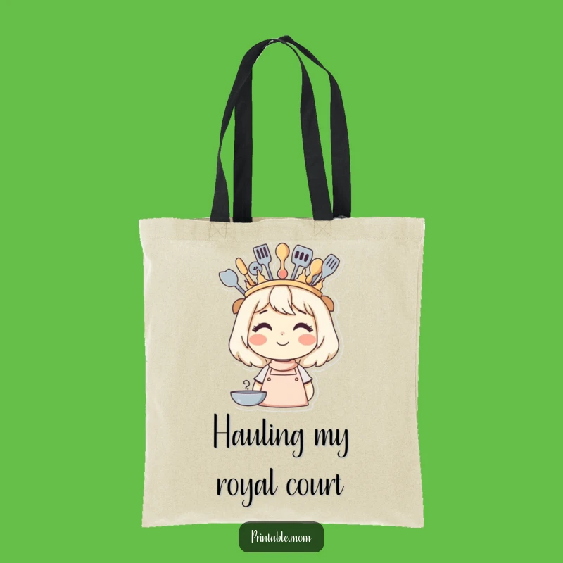 Funny Mom's Kitchen Queen Crown Tote Bag - Carry Your Reign in Style!
